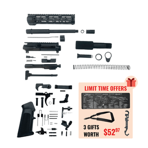 AR-15 300 Blackout 10.5" Pistol Upper Complete Build Kits (Unassembled Black Barrel Upper) - Black