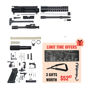 AR-15 5.56 Nato 10.5″ Pistol Upper Complete Build Kits (Unassembled Black Barrel Upper) – Black