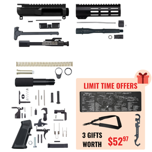AR-15 5.56 Nato 7.5" Pistol Upper Complete Build Kits (Unassembled Black Barrel Upper) - Black