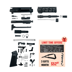 AR-15 5.56 Nato 7.5" Pistol Upper Complete Build Kits (Unassembled Black Barrel Upper) - Black