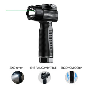 Black VGC rechargeable foregrip light with a 2000-lumen flashlight, green laser and 290-meter beam range.