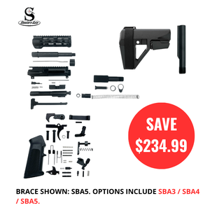 AR-15 7.5" 300 Blackout Build Kit + SB Tactical Brace w/ Buffer Tube Bundle