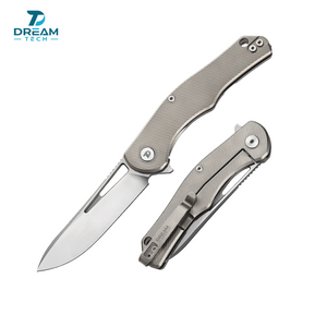 DREAMTECH Folding Pocket Knife Titanium Knife D2 Blade Knife D3398TG