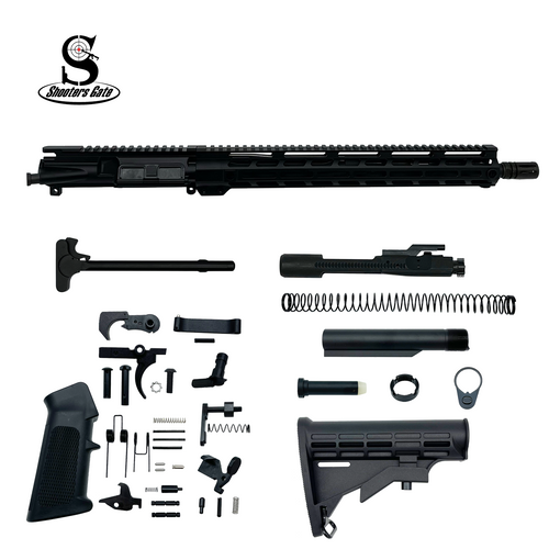 AR-15 300 Blackout 16″ Rifle Upper Complete Build Kits (Assembled Black Barrel Upper) – Black