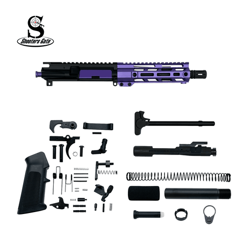 AR-15 300 Blackout 7.5″ Pistol Upper Complete Build Kits (Assembled Black Barrel Upper) – Purple