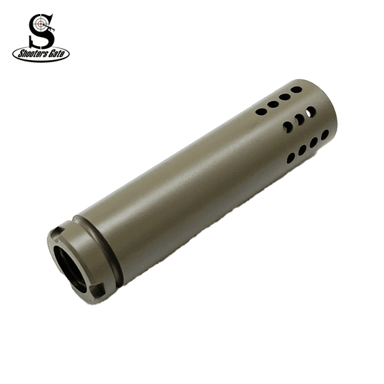 AK 47 14X1MM left hand, round ports muzzle device, FDE