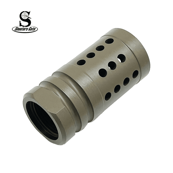 AR-10 7.62 5/8X24 30 CAL Multi Port Muzzle Brake FDE
