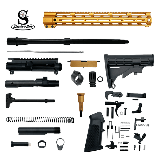 AR-15 9 mm 16″ Rifle Upper Complete Build Kits (Unassembled Black Barrel Upper) – Orange