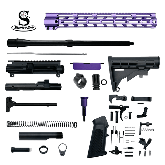 AR-15 9 mm 16″ Rifle Upper Complete Build Kits (Unassembled Black Barrel Upper) – Purple