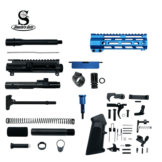 AR-15 9 mm 7.5″ Pistol Upper Complete Build Kits (Unassembled Black Barrel Upper) – Blue