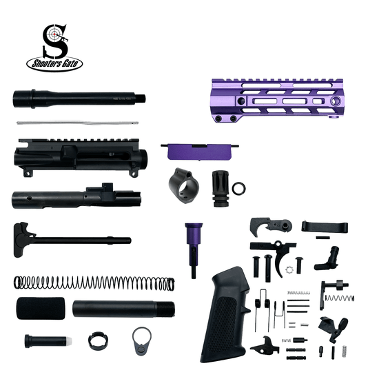 AR-15 9 mm 7.5" Pistol Upper Complete Build Kits (Unassembled Black Barrel Upper) - Purple