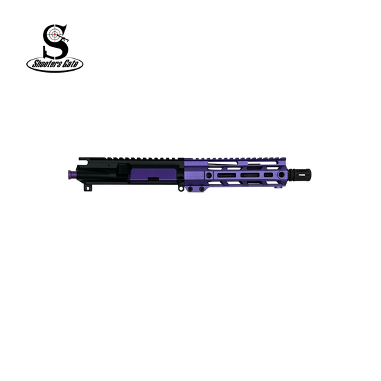 AR-15 9mm Assembled Pistol Upper, 7.5" Black Barrel, 1:10 Twist,  7" M-lok Rail - hand-guard: M-lok, color: Purple