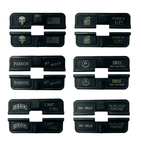 AR-15 dust cover with custom text outside