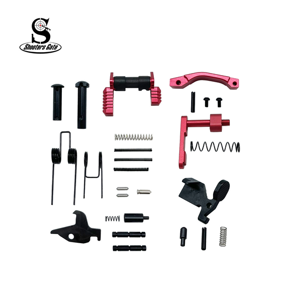 AR-15 Lower Parts Kit Except Trigger, Hammer, and Grip – Red