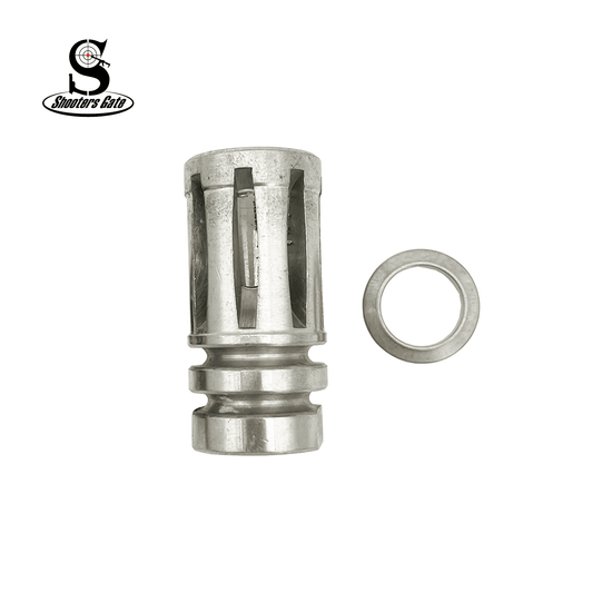 AR15 Muzzle Brake (A2) Birdcage 1/2X28 with Crush Washer, Stainless Steel (UMB09 SS)