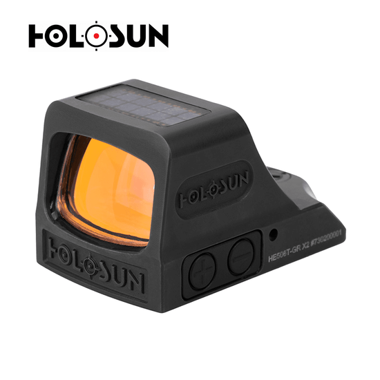 Holosun HE508T-GR X2 green pistol reflex optic with titanium housing and multi-reticle system