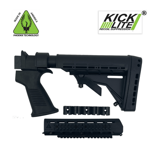 KickLite® Tactical Recoil Reduction Stock for Saiga 12 Gauge Shotgun – Black – with Tactical Forend
