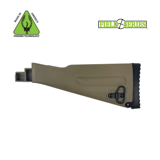 Phoenix Technologies® AK47 Fixed Stock with Soft Recoil Buttpad w/ Hinge for Storage – FDE – AK47 Traditional Stock