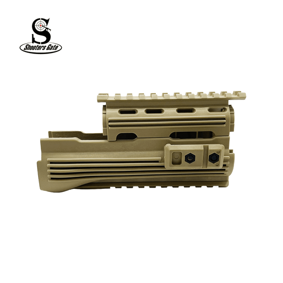 Shooters Gate Polymer AK 47 / AK 74 Lightweight 2pc Quad Rail Handguard Forend Replacement - FDE