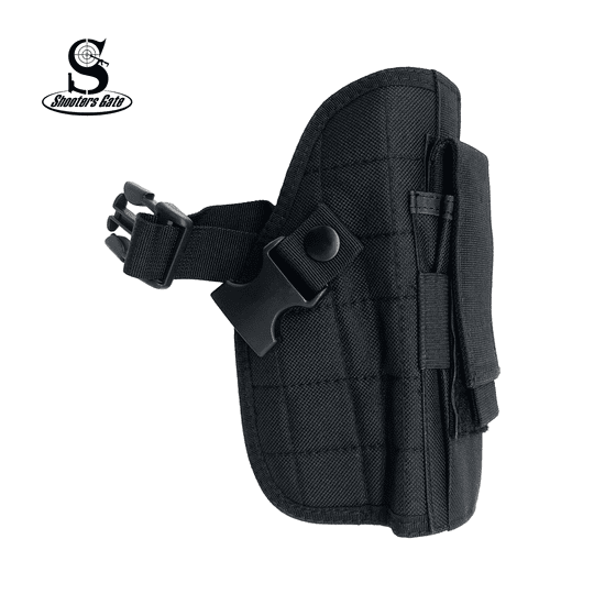 Shooters Gate Universal Quick Draw Pistol Holster with Spare Magazine Pouch - Black