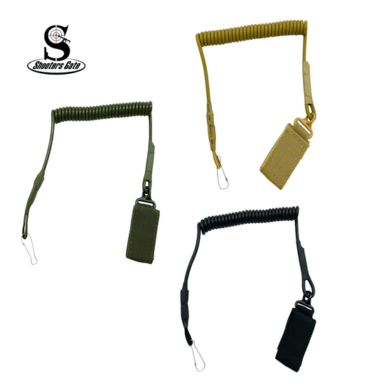 Shooters Gate Universal Tactical Pistol Retention Coiled Style Lanyard with Duty Belt Loop
