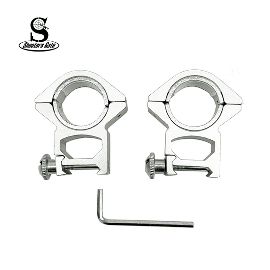 Silver 30mm Weaver Scope Mounting Rings with 1″ Inserts