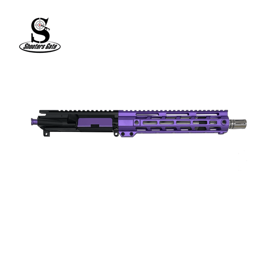 AR-15 5.56 NATO Assembled Pistol Upper, 10.5" Stainless Steel Barrel 1 7 Twist, Carbine gas system, Purple