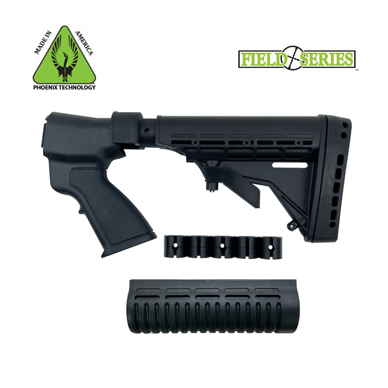 Phoenix Field Series Pistol Grip Tactical Buttstock for Remington 870 - Black - 12 Gauge With Standard Forend