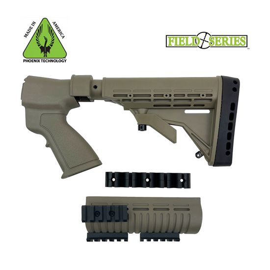 Phoenix Field Series Pistol Grip Tactical Buttstock for Remington 870 - FDE - 12 Gauge With Tactical Forend