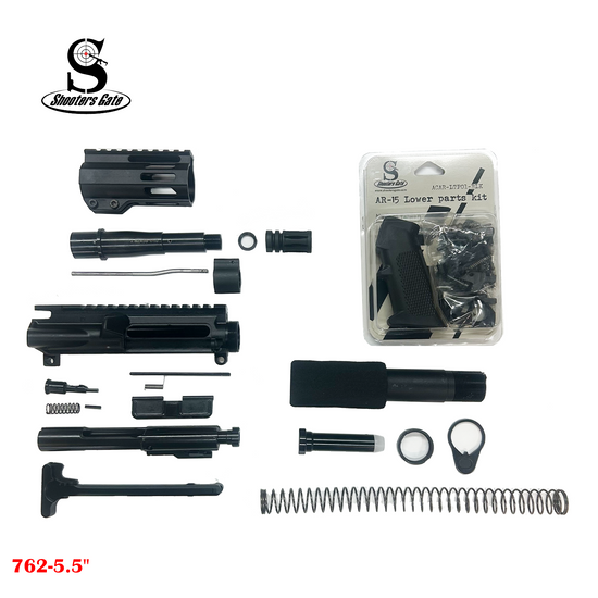 AR-15 7.62x39 5.5" Pistol Upper Build Kit (Unassembled) - Black