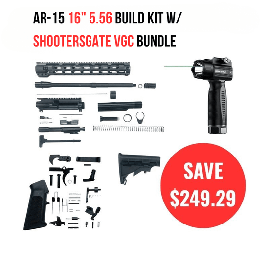 AR-15 16" 5.56 NATO BUILD KIT + VGC 2000LM Foregrip Light w/ Green Laser Bundle