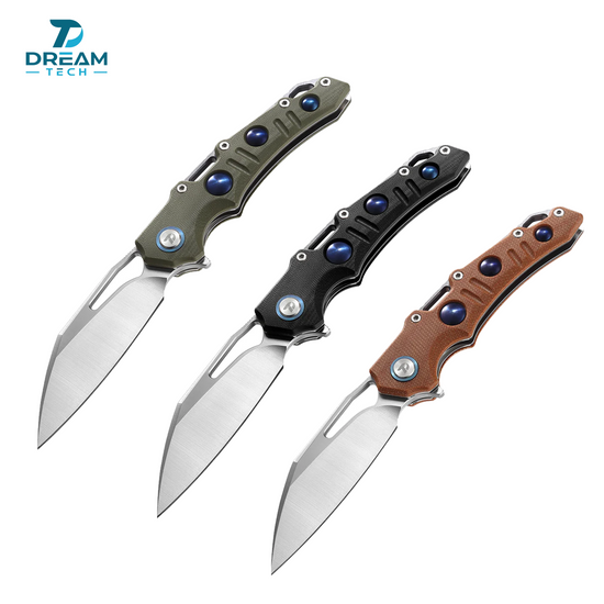 DREAMTECH Knife Folding Pocket Knife Micarta Handle D2 Knife D3502