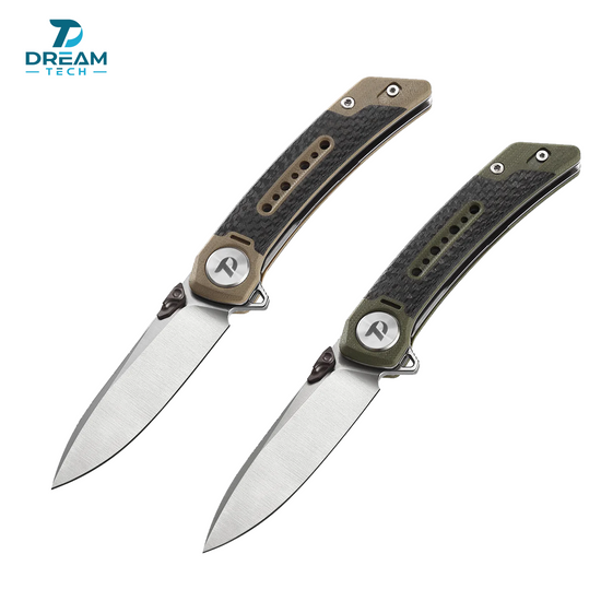 DREAMTECH Folding Knife Carbon Fiber And G10 Handle 14C28N Knife D3610