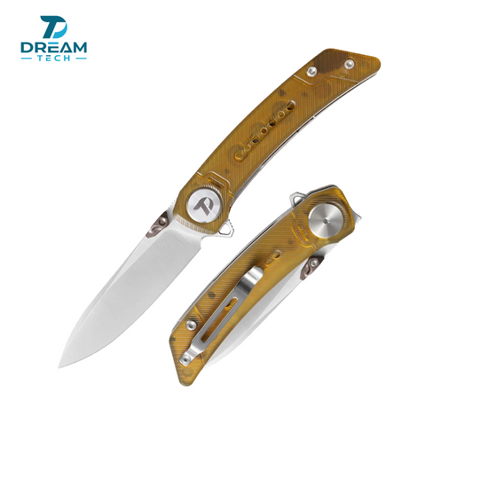 DREAMTECH Knives Folding Pocket Knife PEI Handle 14C28N Blade Knife D3610