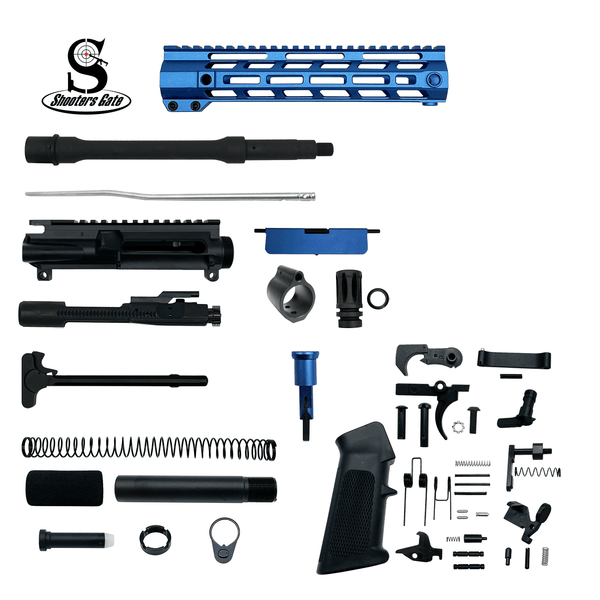 AR-15 .223 Wylde 10.5″ Pistol Upper Complete Build Kits (Unassembled Black Barrel Upper) – Blue