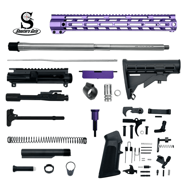AR-15 .223 Wylde 18″ Rifle Upper Complete Build Kits (Unassembled S.S Barrel Upper) – Purple