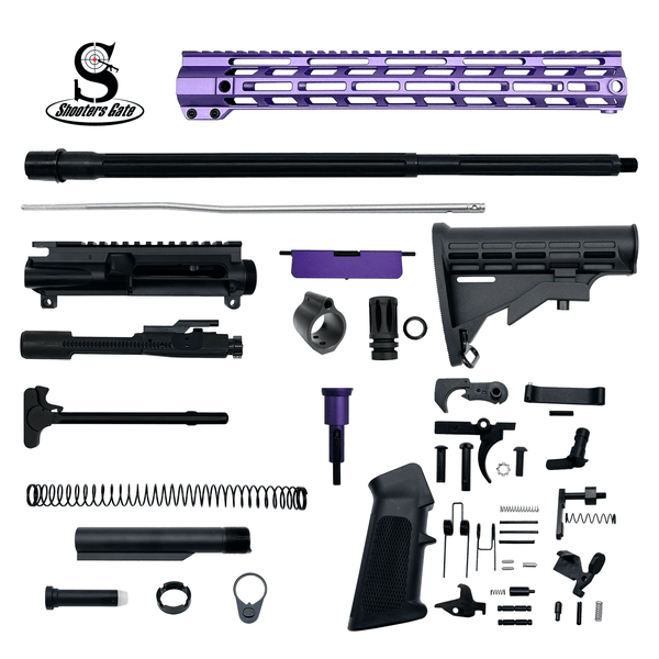 AR-15 .223 Wylde 20″ Rifle Upper Complete Build Kits (Unassembled Black Barrel Upper) – Purple