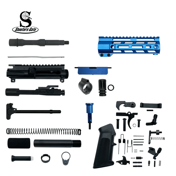 AR-15 .223 Wylde 7.5″ Pistol Upper Complete Build Kits (Unassembled Black Barrel Upper) – Blue