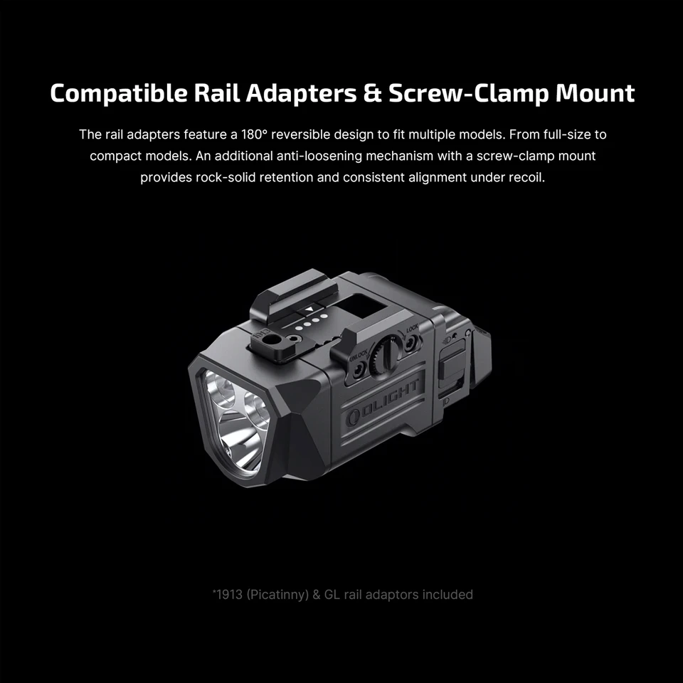 PL X Tactical Weapon Light 1,200 Lumens Dual Beams, Matte Black, OLIGHT-img-3