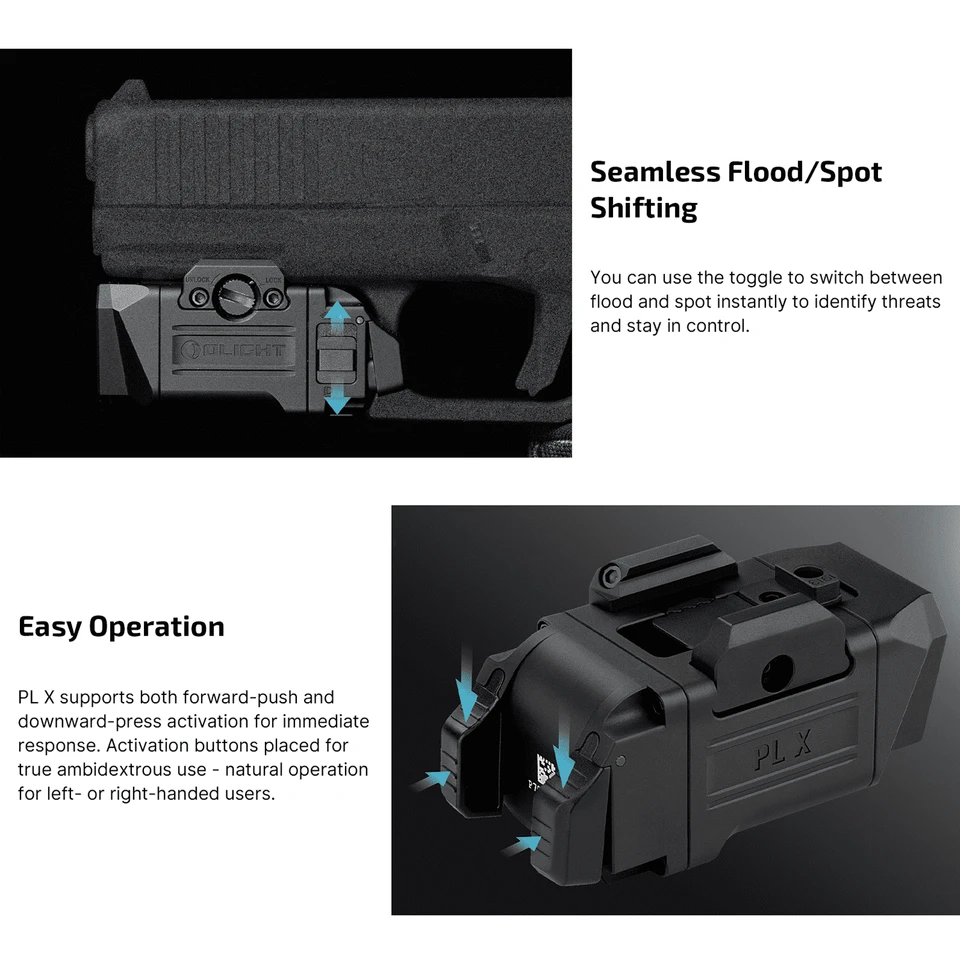 PL X Tactical Weapon Light 1,200 Lumens Dual Beams, Matte Black, OLIGHT-img-4