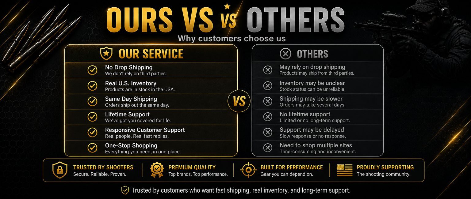 Ours vs Others comparison - No drop shipping, real U.S. inventory, same day shipping, lifetime support