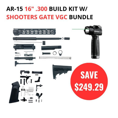 AR-15 16" .300 Blackout Build Kit + VGC 2000LM Foregrip Light w/ Green Laser Bundle