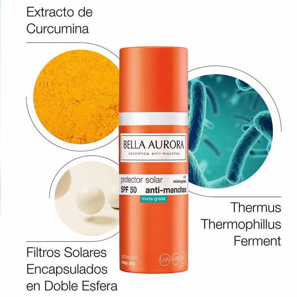 Bella Aurora Sunscreen Combination to Oily Skin SPF50 50ml