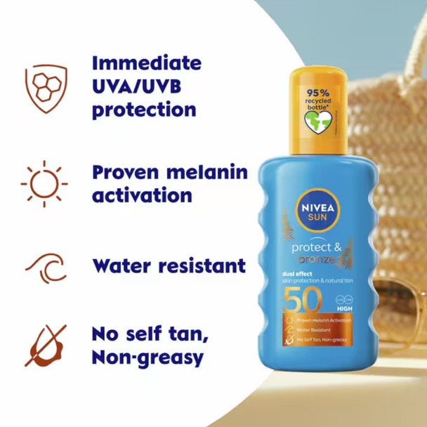 Nivea Sun Protect & Bronze Spray SPF50 200 ml