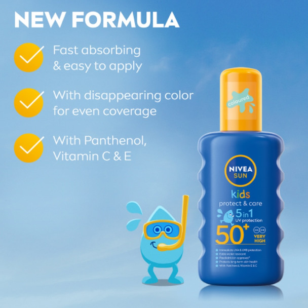 Nivea Sun Protect & Care Kids Spray SFP50+ with Color 200 ml