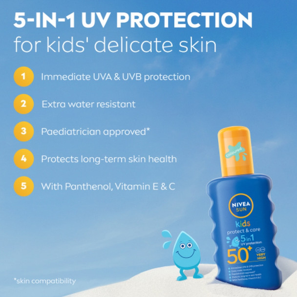 Nivea Sun Protect & Care Kids Spray SFP50+ with Color 200 ml