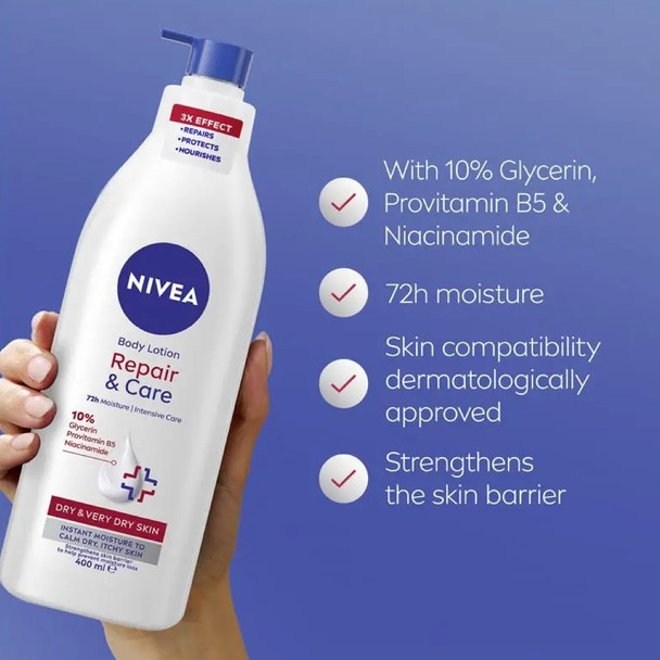Nivea Body Milk Repairs and Cares with Dispenser 400 ml