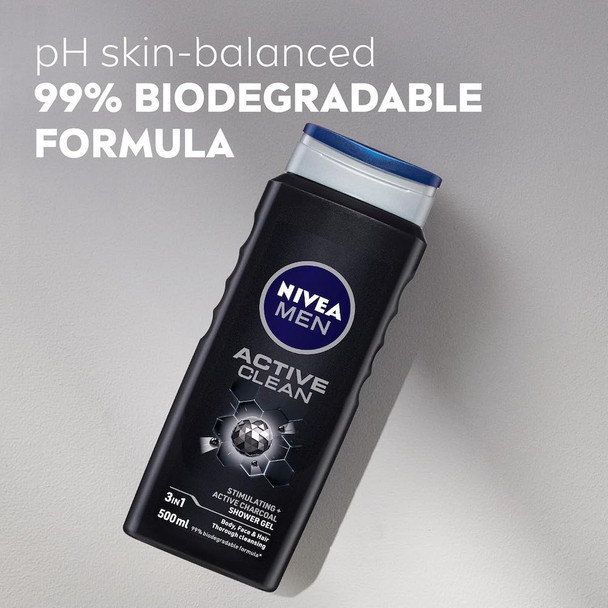 Nivea Men Active Clean 3 in 1 Shower Gel 500 ml