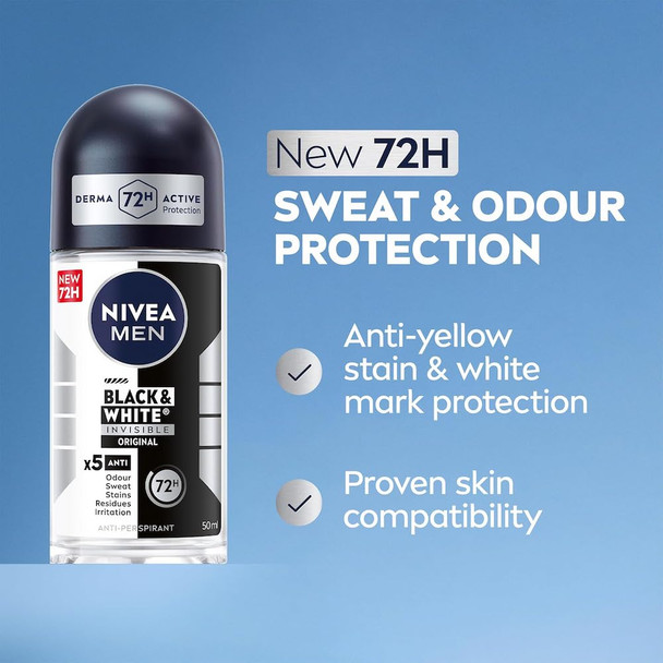 Nivea Men Deodorant Black & White Original Invisible Roll-On 50 ml