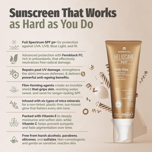 Heliocare 360 Body Glow Sunscreen SPF50+ 100ml